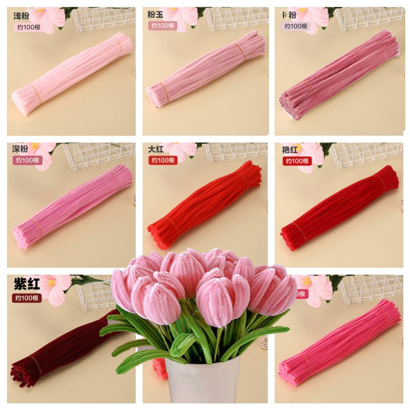 Florist Supply Bulk - Red Chenille Stems Pink Pipe Cleaners