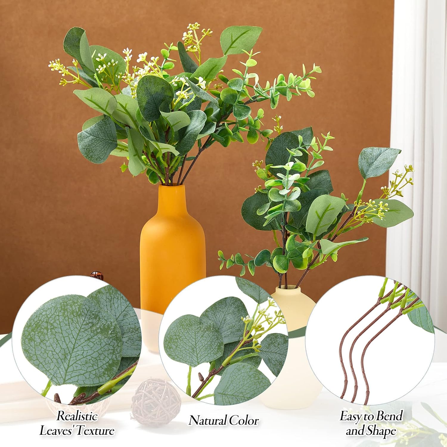 50PCS Faux Eucalyptus Stems Ar - Florist Supply Bulk ulasan dan harga