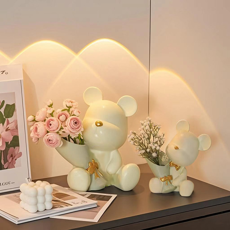 Cute Mini Little Bear Vase Cre - Florist Supply Vases ulasan dan harga