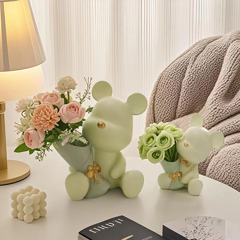Cute Mini Little Bear Vase Cre - Florist Supply Vases ulasan dan harga